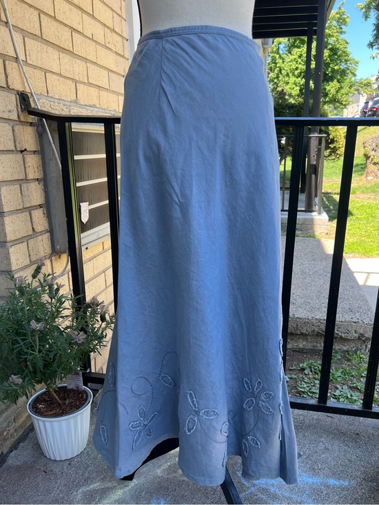 J. Jill Dresses & Skirts - J. Jill Sky Blue Linen-Blend Embroidered Maxi Skirt